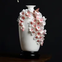 קלאסי דק פורצלן 3D תבליט פרח לש ביד קרמיקה אגרטל