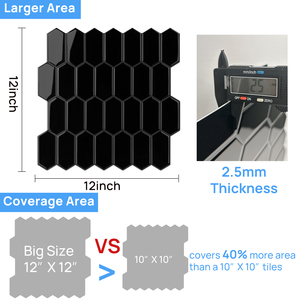 Black <strong>Hexagon</strong> Removable <strong>Wallpaper</strong> 3D Wall Sticker Tiles Peel and Stick Backsplash Vinyl Stickers for Tiles Bathroom Kitchen - Product Image 4