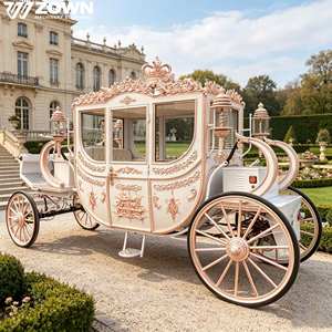 ZOWN Professional Electric Horse Carriage Royal Horse Wagon Sightseeing <b>Cart</b> Romantic Wedding Horse Buggy 4-Wheel 60V 80A - Product Image 1