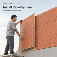Panneau d'isolation murale extérieure moderne en polyuréthane, isolant thermique, décoratif, perforé, ignifuge et intégré