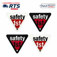 Badge personnalisable en PVC 3D en caoutchouc avec logo Safety 1st, prêt à être expédié, idéal pour vestes ou sacs à dos
