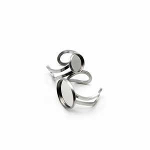 Stainless Steel Ring Setting Hollow <b>Disc</b> Base Double Line Adjustable For Ring Making Jewelry Findings - Product Image 3