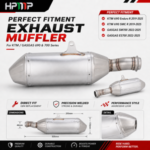 Silencieux d'échappement pour moto KTM 690 Enduro R SMC R 2019-2025 <span class=keywords><strong>GASGAS</strong></span> SM700 ES700 en acier inoxydable noir argenté - Product Image 6
