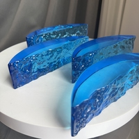 Briques de verre cristal bleues peintes, décoratives, imperméables, imprimées UV, de forme irrégulière, durables pour cloisons - Vente en gros