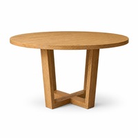 Table à manger ronde en bois moderne, table de cuisine en bois grainé, table de salle à manger, table de salon, table centrale, mobilier minimaliste pour la maison