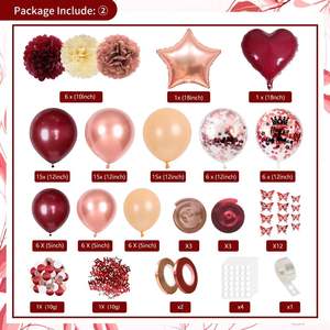 ชุดตกแต่งวันเกิดสีเบอร์กันดี พร้อมป้ายแฮปปี้เบิร์ธเดย์ ลูกโป่ง สายสะพายมงกุฎ ผ้าปูโต๊ะ ผ้าม่านระบาย สำหรับงานปาร์ตี้ของผู้หญิง - Product Image 4