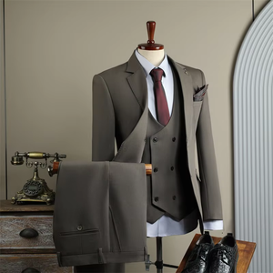 Costume <span class=keywords><strong>homme</strong></span> noir marine coupe ajustée 3 pièces (veste + gilet + pantalon) smoking de <span class=keywords><strong>mariage</strong></span> <span class=keywords><strong>tenue</strong></span> de soirée <span class=keywords><strong>tenue</strong></span> de travail <span class=keywords><strong>homme</strong></span> costume ensemble vente chaude - Product Image 3