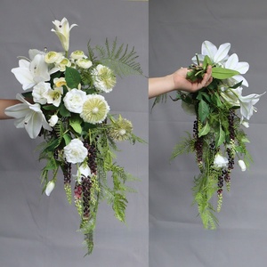 Bouquet de mariée style cascade en promotion – Fleurs artificielles réalistes et personnalisables <span class=keywords><strong>pour</strong></span> cérémonie de mariage et accessoires photo - Product Image 4