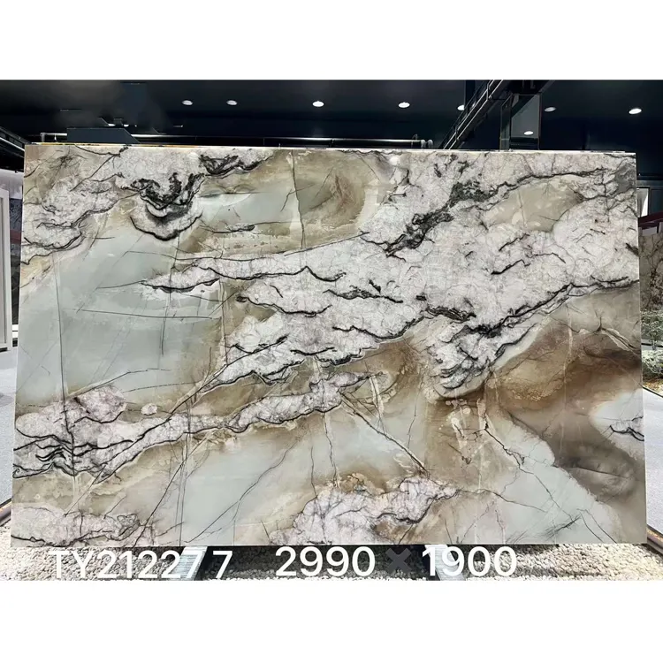 Nhà máy giá đá tự nhiên màu xanh lá cây đá cẩm thạch Laminate Countertop TV nền đá cẩm thạch cho nội thất sàn và tường sứ gạch