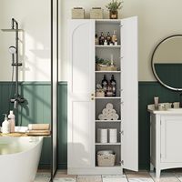 Armoire de rangement extra haute pour cuisine, 4 portes à fermeture douce, étagères réglables, autoportante, en MDF, imperméable, écologique