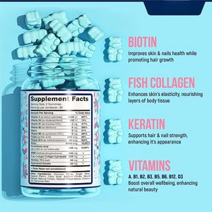 2026 Nieuwe veganistische lookversterkers en betere haar-, huid- en nagelvitamines in <span class=keywords><strong>gummy</strong></span> <span class=keywords><strong>bear</strong></span> vorm voor gezonde gummies - Product Image 3