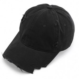 Unisex Fashion Denim Solid Color Baseball Cap with Old Hole Design and Washed Finish for Four Seasons Outdoor <b>Sunscreen</b> Use - Product Image 3