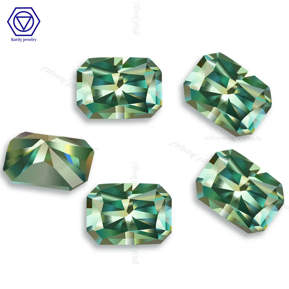 Rare Moissanite Diamond Lab Grown Radiant Moissanite Green Diamond prezzo Per carato Per gioielli/intarsio/anello/orecchini/ciondolo