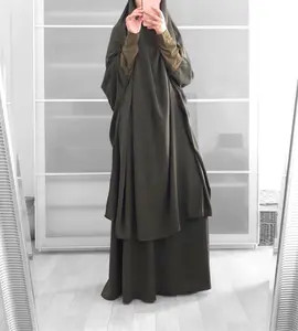 Yiwu गर्म बेच सुरुचिपूर्ण आरामदायक कपड़े ठोस रंग वस्त्र-डालो-femm सूट abaya महिलाओं मध्य पूर्व मुस्लिम पोशाक