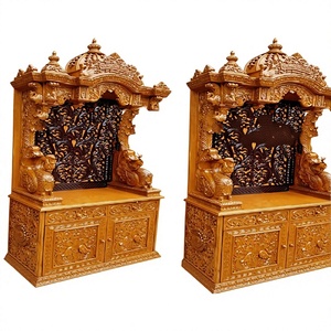 Beautiful Peacock Design Wooden Home <b>Mandir</b> Teak Wood Carved Customized Size Modern Style Safe Packing - Product Image 1