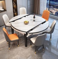 Moderner Minimalistischer Kleiner Luxus-Esstisch aus Sinterstein, Ausziehbar/Klappbar, Geeignet für Zuhause und Hotelgebrauch