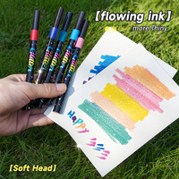 Marqueurs à pointe souple scintillants pour enfants, kit de dessin artistique, aquarelle, stylos chatoyants pour amateurs