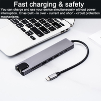 Hub USB-C 8-en-1 de qualité professionnelle avec sortie 4K 2.1, transfert de données haute vitesse, station d'accueil métallique, prise en charge Micro SD, LAN, USB 3.0 - En stock