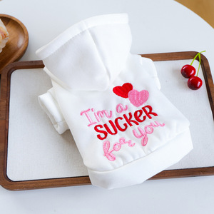 Vêtements pour chiens d'automne et d'hiver, sweats à capuche pour petits et grands chiens, vêtements brodés en forme de cœur, <span class=keywords><strong>sweat</strong></span>-<span class=keywords><strong>shirt</strong></span> pour la Saint-Valentin, vêtements de créateur - Product Image 6