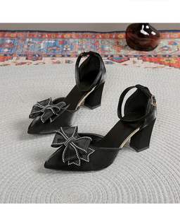 Zapatos de Tacón Alto Sexys para Boda con Diseño de Corte Bajo, Tacón Delicado, Estilo Versátil, Lazo y Punta Cerrada - Product Image 1