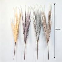 Vente en gros de feuilles artificielles longues en mousse PE de 115 cm, feuilles ondulées séchées artificielles, couleur personnalisée pour les arrangements floraux de mariage et d'hôtel