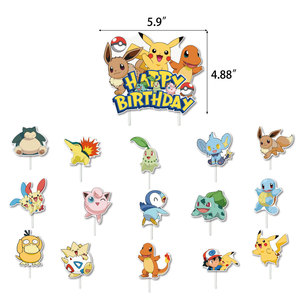 Figurines de dessins animés jaunes PlKA, film d'animation, joyeux <span class=keywords><strong>anniversaire</strong></span>, bannières et ballons de fête pour enfants, jouets, cadeaux pour la fête des enfants - Product Image 3