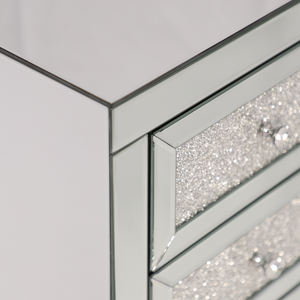 US Bedroom Furniture Set Crush Diamond <strong>Mirrored</strong> Bedside Table 3 Drawers <strong>Nightstand</strong> With Wireless Charging - Product Image 4