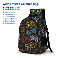 Grand sac à dos décontracté imperméable à imprimé géométrique, multi-compartiments, respirant, rembourré, pour ordinateur portable, personnalisable OEM