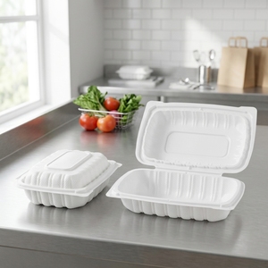 Kotak <span class=keywords><strong>Burger</strong></span> Plastik Ramah Lingkungan Baru, Dapat Digunakan Kembali, Bebas PFAS, Bebas BPA, Aman untuk Microwave, dengan Tutup, untuk Makanan Bawa Pulang - Product Image 5