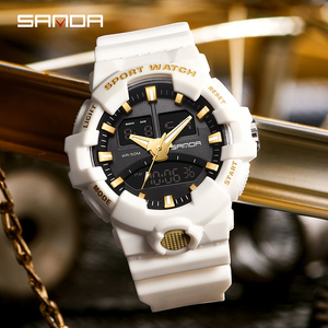 นาฬิกาข้อมือดิจิตอลผู้ชาย SANDA 3130 ราคาประหยัด ดีไซน์ล้ำสมัย สายยาง กันน้ำ โครโนกราฟ จอแสดงผลคู่ นาฬิกาข้อมือลำลอง - Product Image 5