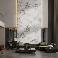 Comptoirs, dessus de table, dalles polies pour sols et murs, aspect marbre moderne, en pierre frittée texturée Pandora, avec couleurs personnalisées, pour intérieur