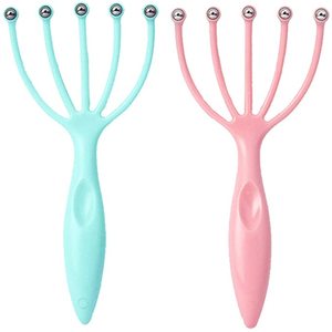 1 pièce Masseur corporel portatif en jade rose, à 9 griffes, en forme de balle, pour le cuir chevelu et le cou, avec rouleau de massage relaxant, anti-stress, pour le voyage - Product Image 1