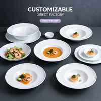 Bol à pâtes en porcelaine fine blanche en gros, vaisselle commerciale écologique pour restaurants et hôtels, logo personnalisé OEM