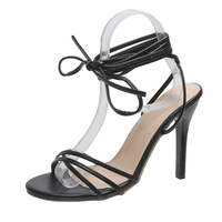 Chaussures pour femmes en dentelle à lacets en gros de Chine, chaussures sexy pour femmes, talons hauts fins, lacets croisés, sandales bonbon