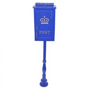 Soporte de buzón de pilar de Metal con acabado azul Suministros de jardín de fácil montaje Soporte de caja de correos al por mayor Suministros para eventos - Product Image 1