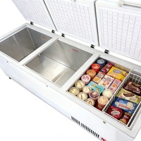 Congélateur coffre à grande capacité pour supermarché, congélateur pour aliments congelés, poisson, crème glacée, congélateur coffre à double porte, congélateur commercial