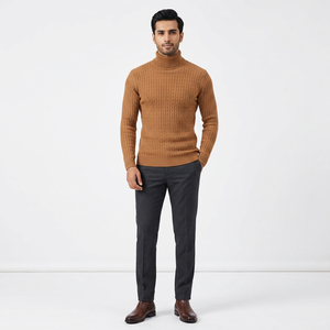 Nouveau pull col haut pour hommes couleur unie pull tricoté chaud décontracté col roulé sweatwear laine hommes hiver extérieur hauts - Product Image 1