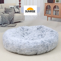 Lit pour animaux de compagnie de luxe, grand, personnalisé, lavable, doux, moelleux, en forme de beignet, en fausse fourrure, pour l'hiver et toutes les saisons, antidérapant