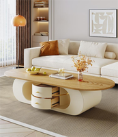 Table basse moderne pour petit salon avec fonction de rangement, design en panneaux de bois, pour la maison, l'hôtel et l'appartement