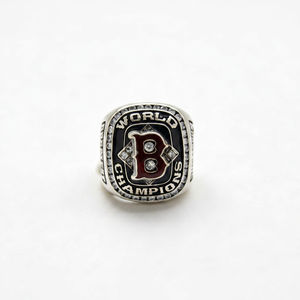 Bague Cocktail Personnalisée Lettre B en Acier Inoxydable Plaqué Argent pour Homme, Style Champions du Monde, avec Zircon Cubique - Product Image 1