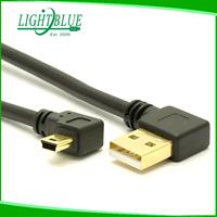 Mini câble USB Type A mâle vers Mini B câble de chargeur USB Double 90 degrés Angle droit 5 broches plaqué or pour téléphone portable Android