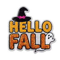 Applicazione Ricamata Personalizzata Eco-Friendly con Paillettes a Tema Halloween e Autunnale, Motivi Zucca, Fantasma e Foglia d'Acero, Grande, Termoadesiva per Abbigliamento, Giacche e Felpe con Cappuccio
