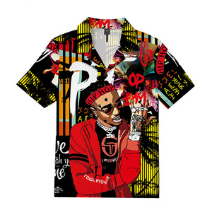 Camisa Hawaiana de Moda OEM con Botones, <span class=keywords><strong>Camisas</strong></span> de Manga Corta <span class=keywords><strong>para</strong></span> <span class=keywords><strong>Hombre</strong></span>, Estilo Rock N Roll - Product Image 1