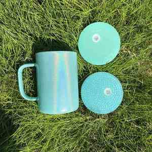 Tazas de Café de Vidrio Holográficas Brillantes de 17 oz para Sublimación, Tazas de Vidrio Brillantes de Colores de 17 oz con Asa y Tapa de Plástico PP - Product Image 5
