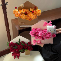 Boîtes florales de style enveloppe DIY, boîtes d'arrangement floral de Noël, emballages de fleurs fraîches, sacs à fleurs pliables en papier kraft