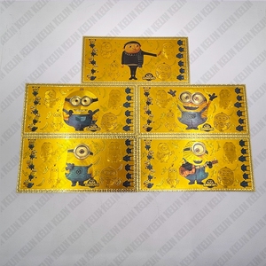 5 dessins <span class=keywords><strong>film</strong></span> <span class=keywords><strong>Minion</strong></span> dessin animé carte en plastique 24k feuille d'or plaqué carte - Product Image 1