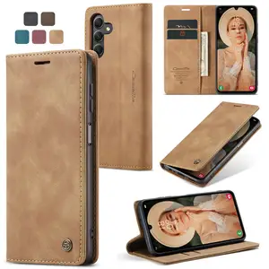 Originele Leverancier Portemonnee Lederen Hoesje Voor Samsung Galaxy A24 A34 A54 A74 Duurzame Vrouwen Magnetische Retro Flip Telefoon Case Voor A24 4G