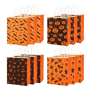 Cartoon Halloween Kraft <b>Paper</b> Hand bags Pumpkin Ghost Spider Monster <b>Pattern</b> Candy Gift Bags For Kids Party - Product Image 1