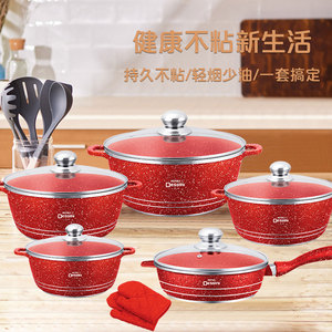 Non Stick Sauce Pan Set Aluminum Cookware 12 Pieces Frying Pan Kitchen Cooking Set With Lid Multi Layer Coating Healthy Cooking - Product Image 3