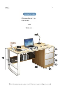 Mesa de estudio sencilla y elegante para el hogar, escritorio de ordenador para estudiantes con estantería y armarios, estudio en casa - Product Image 6